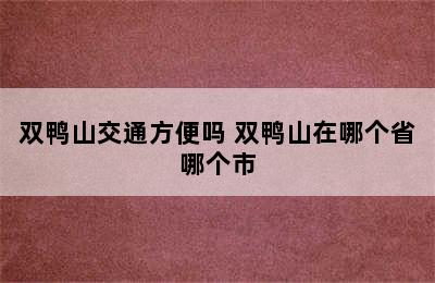 双鸭山交通方便吗 双鸭山在哪个省哪个市